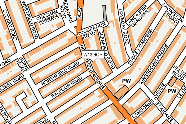 W13 9QP map - OS OpenMap – Local (Ordnance Survey)