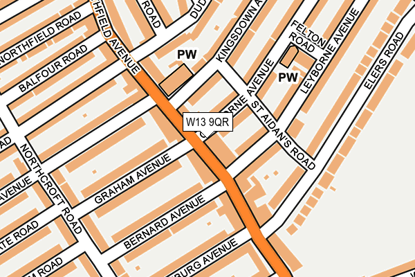 W13 9QR map - OS OpenMap – Local (Ordnance Survey)