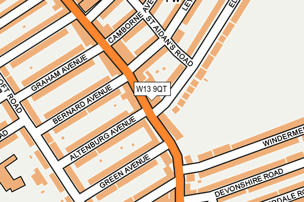 W13 9QT map - OS OpenMap – Local (Ordnance Survey)