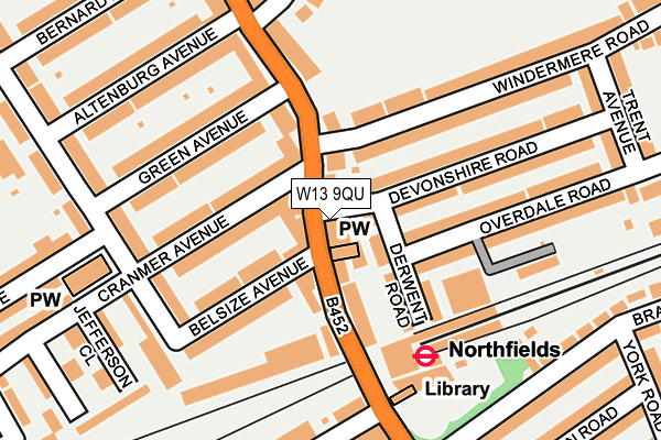 W13 9QU map - OS OpenMap – Local (Ordnance Survey)