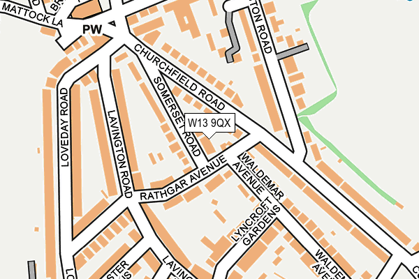 W13 9QX map - OS OpenMap – Local (Ordnance Survey)