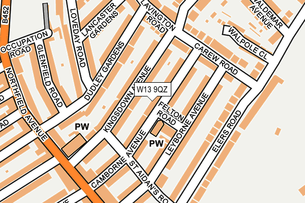 W13 9QZ map - OS OpenMap – Local (Ordnance Survey)