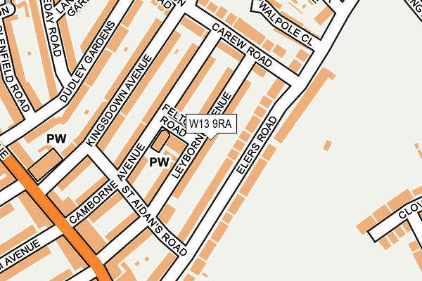 W13 9RA map - OS OpenMap – Local (Ordnance Survey)