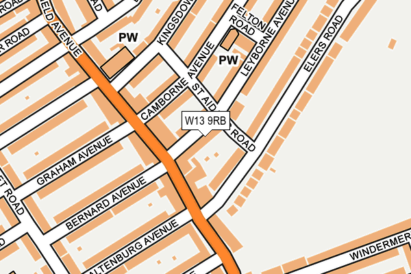 W13 9RB map - OS OpenMap – Local (Ordnance Survey)