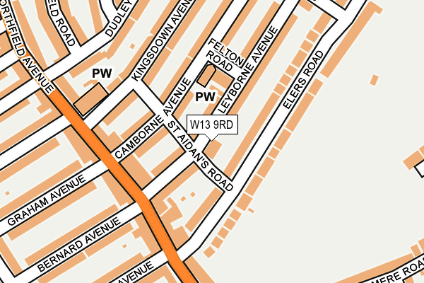 W13 9RD map - OS OpenMap – Local (Ordnance Survey)