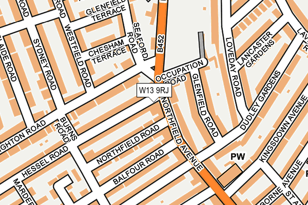 W13 9RJ map - OS OpenMap – Local (Ordnance Survey)