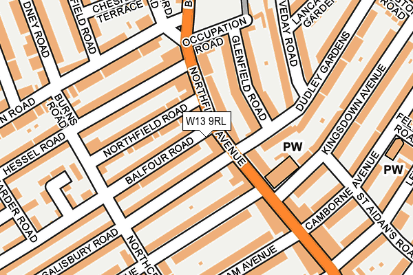 W13 9RL map - OS OpenMap – Local (Ordnance Survey)