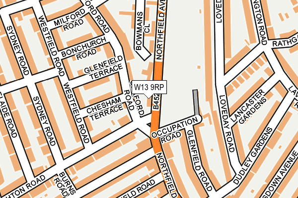 W13 9RP map - OS OpenMap – Local (Ordnance Survey)