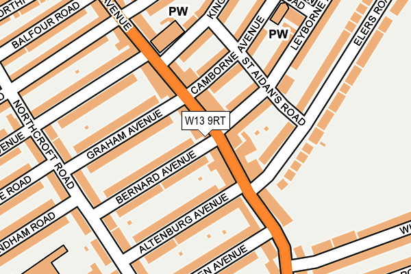 W13 9RT map - OS OpenMap – Local (Ordnance Survey)