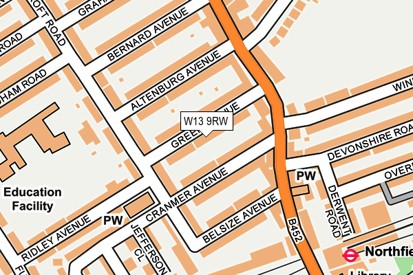 W13 9RW map - OS OpenMap – Local (Ordnance Survey)