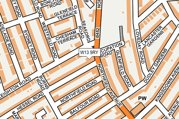 W13 9RY map - OS OpenMap – Local (Ordnance Survey)