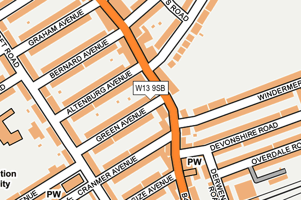 W13 9SB map - OS OpenMap – Local (Ordnance Survey)