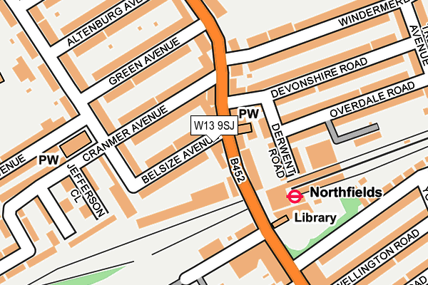 W13 9SJ map - OS OpenMap – Local (Ordnance Survey)