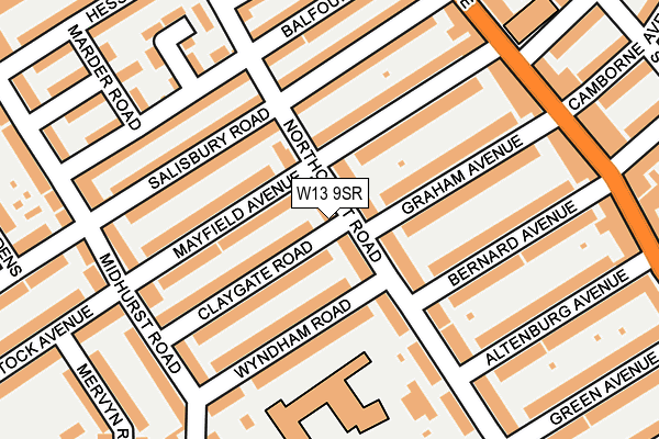 W13 9SR map - OS OpenMap – Local (Ordnance Survey)