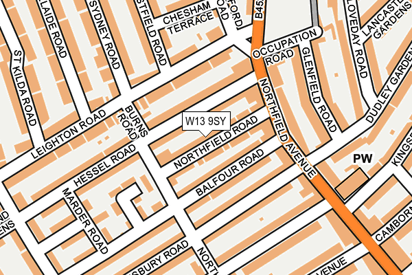 W13 9SY map - OS OpenMap – Local (Ordnance Survey)