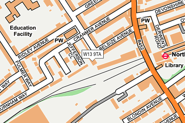 W13 9TA map - OS OpenMap – Local (Ordnance Survey)