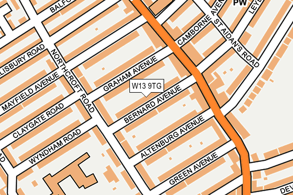 W13 9TG map - OS OpenMap – Local (Ordnance Survey)