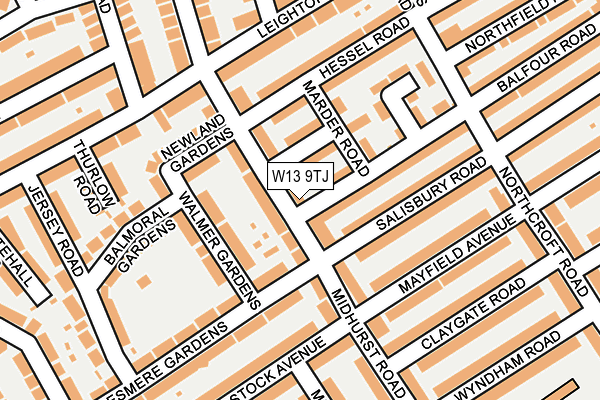 W13 9TJ map - OS OpenMap – Local (Ordnance Survey)