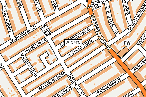 W13 9TN map - OS OpenMap – Local (Ordnance Survey)