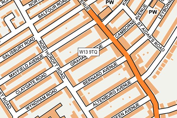 W13 9TQ map - OS OpenMap – Local (Ordnance Survey)