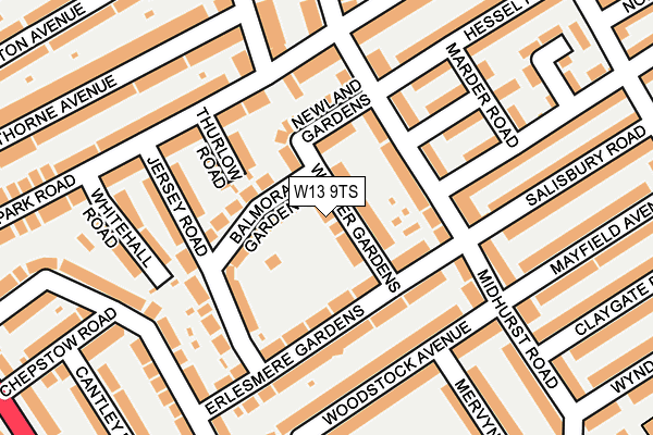 W13 9TS map - OS OpenMap – Local (Ordnance Survey)