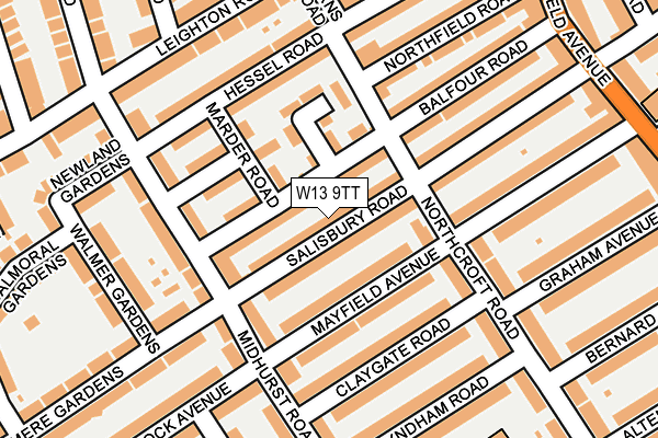 W13 9TT map - OS OpenMap – Local (Ordnance Survey)