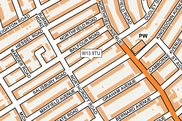 W13 9TU map - OS OpenMap – Local (Ordnance Survey)