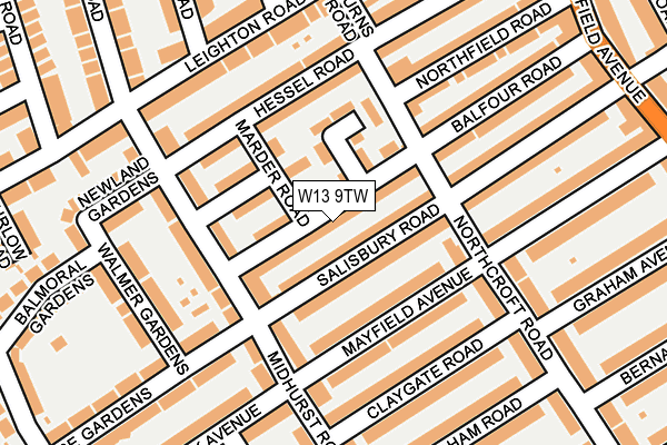 W13 9TW map - OS OpenMap – Local (Ordnance Survey)