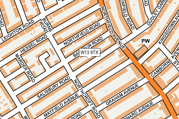 W13 9TX map - OS OpenMap – Local (Ordnance Survey)