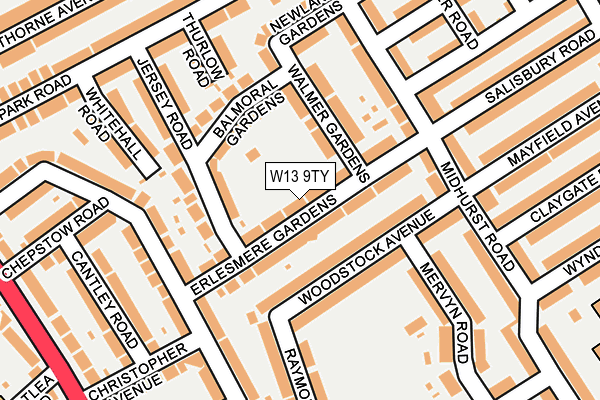 W13 9TY map - OS OpenMap – Local (Ordnance Survey)