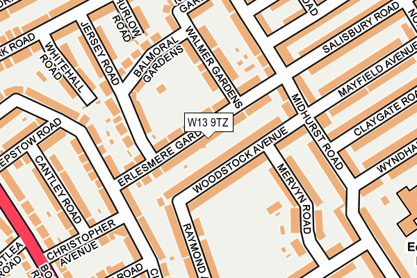 W13 9TZ map - OS OpenMap – Local (Ordnance Survey)