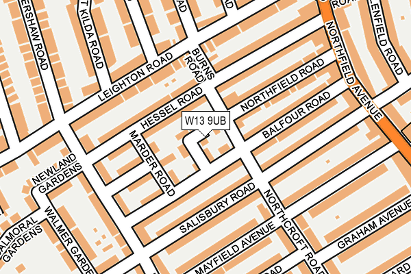 W13 9UB map - OS OpenMap – Local (Ordnance Survey)