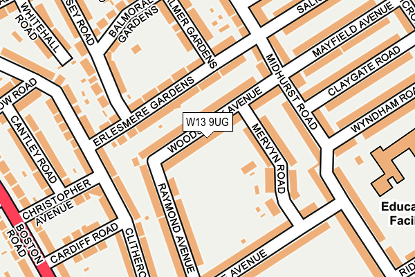 W13 9UG map - OS OpenMap – Local (Ordnance Survey)