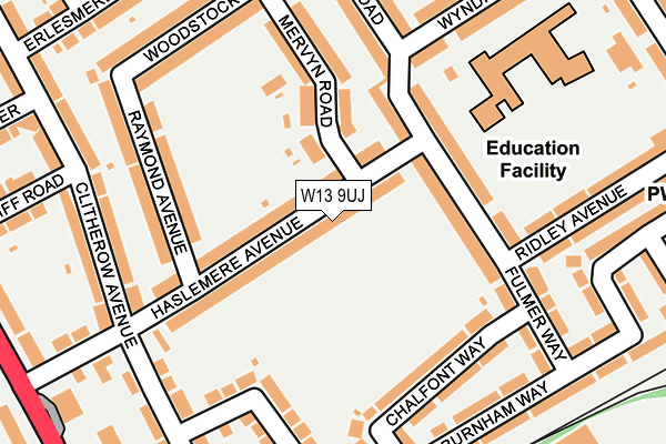 W13 9UJ map - OS OpenMap – Local (Ordnance Survey)