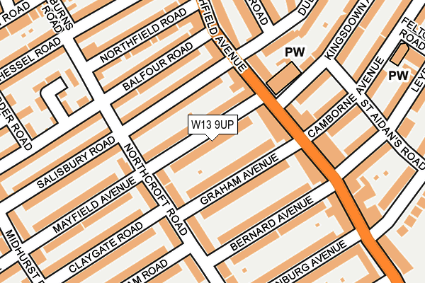 W13 9UP map - OS OpenMap – Local (Ordnance Survey)