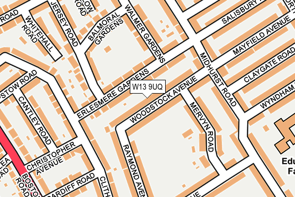 W13 9UQ map - OS OpenMap – Local (Ordnance Survey)