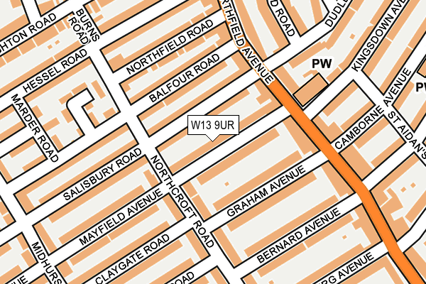 W13 9UR map - OS OpenMap – Local (Ordnance Survey)