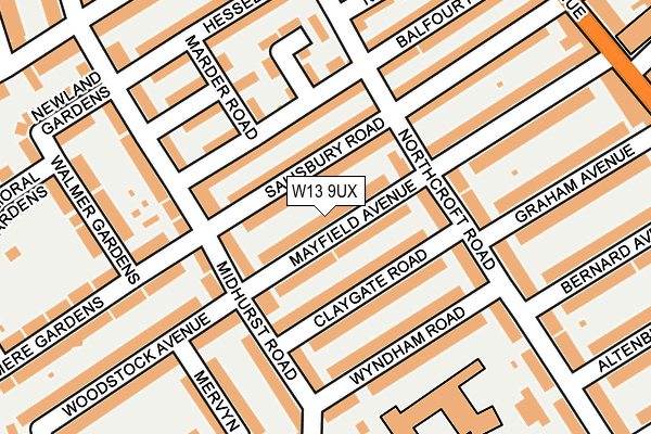 W13 9UX map - OS OpenMap – Local (Ordnance Survey)