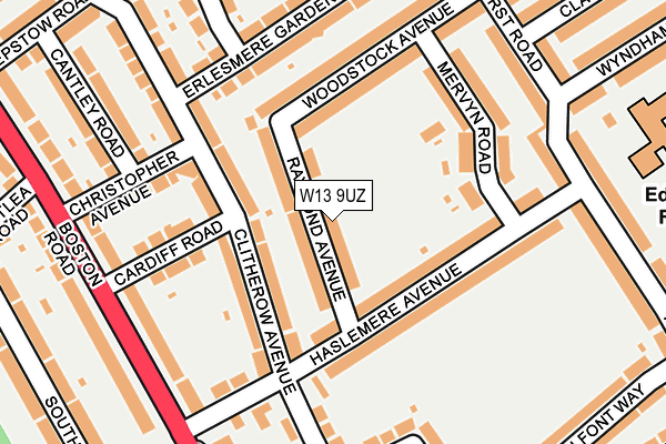 W13 9UZ map - OS OpenMap – Local (Ordnance Survey)