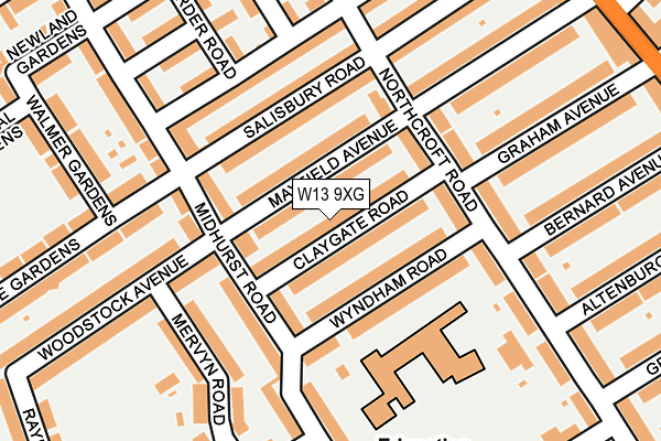 W13 9XG map - OS OpenMap – Local (Ordnance Survey)