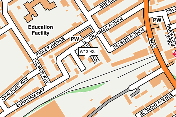 W13 9XJ map - OS OpenMap – Local (Ordnance Survey)