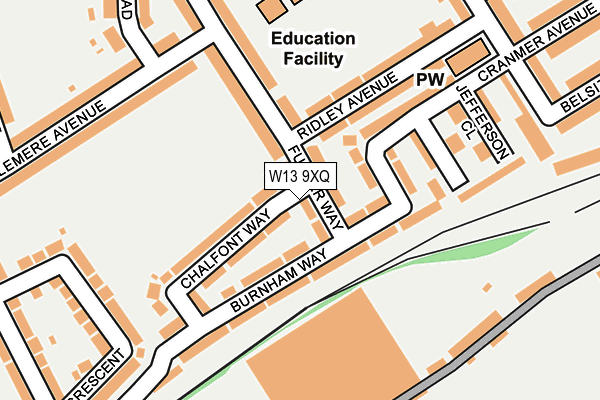 W13 9XQ map - OS OpenMap – Local (Ordnance Survey)