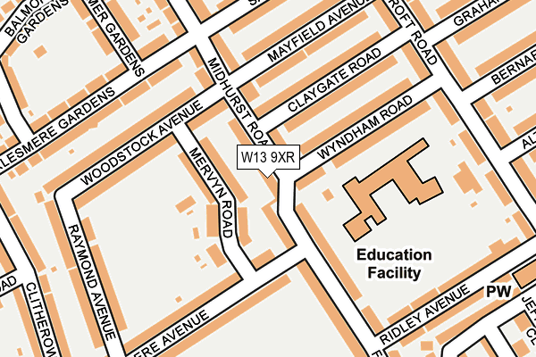 W13 9XR map - OS OpenMap – Local (Ordnance Survey)