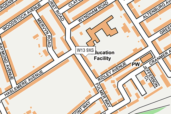 W13 9XS map - OS OpenMap – Local (Ordnance Survey)