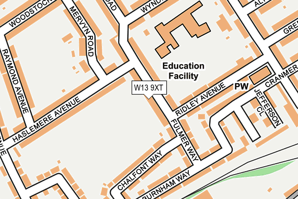 W13 9XT map - OS OpenMap – Local (Ordnance Survey)