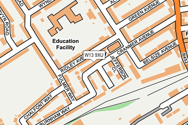 W13 9XU map - OS OpenMap – Local (Ordnance Survey)