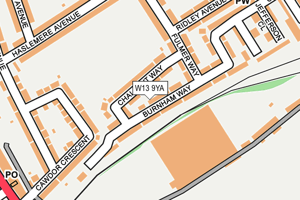 W13 9YA map - OS OpenMap – Local (Ordnance Survey)