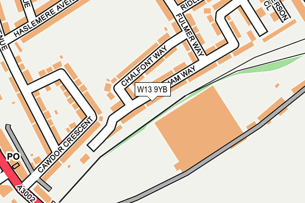 W13 9YB map - OS OpenMap – Local (Ordnance Survey)