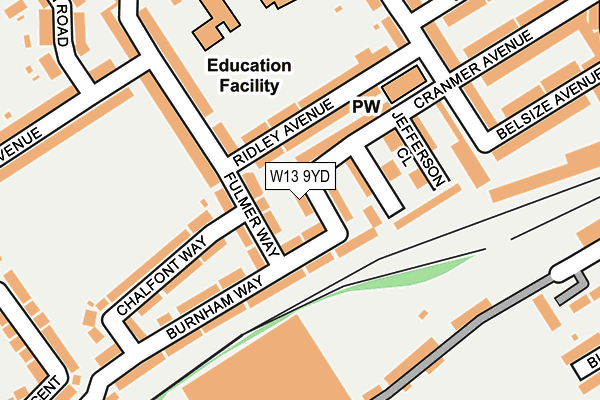 W13 9YD map - OS OpenMap – Local (Ordnance Survey)