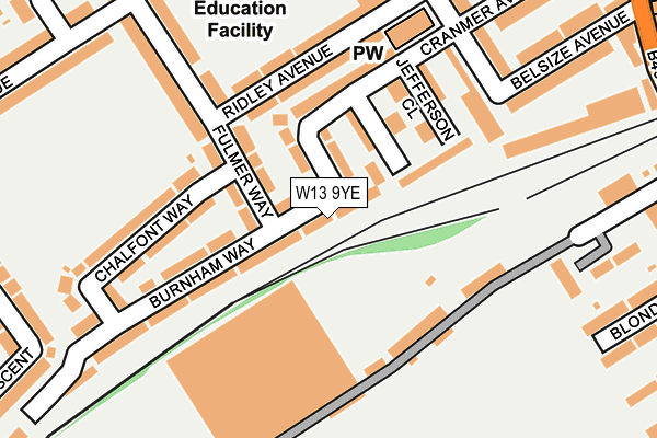 W13 9YE map - OS OpenMap – Local (Ordnance Survey)